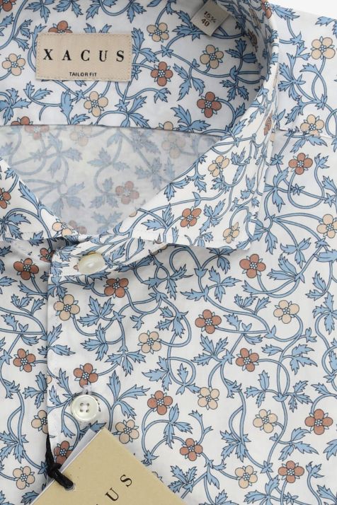 Camicia Uomo Xacus Regular Fantasia 100% cotone collo Francese Manica lunga