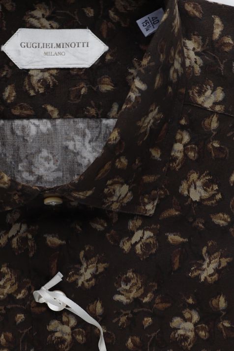 Camicia Uomo Guglielminotti Slim Fantasia 100% cotone collo Francese Manica lunga