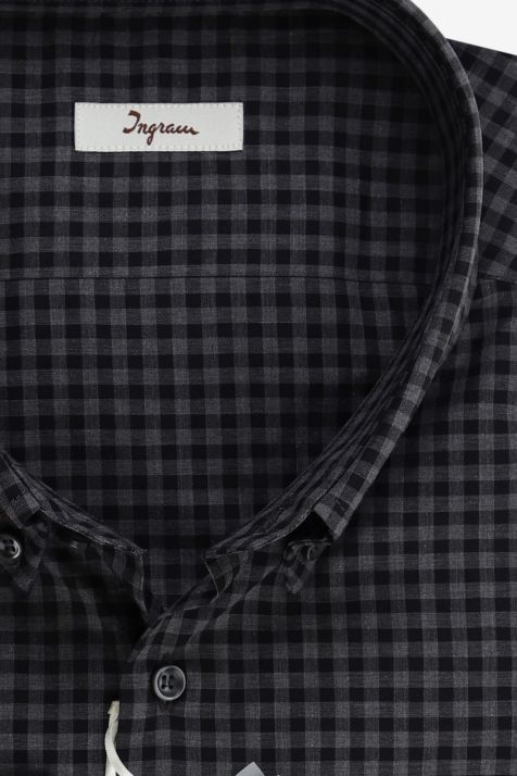 Camicia Uomo Ingram Regular Quadri 100% cotone collo Button down Manica lunga