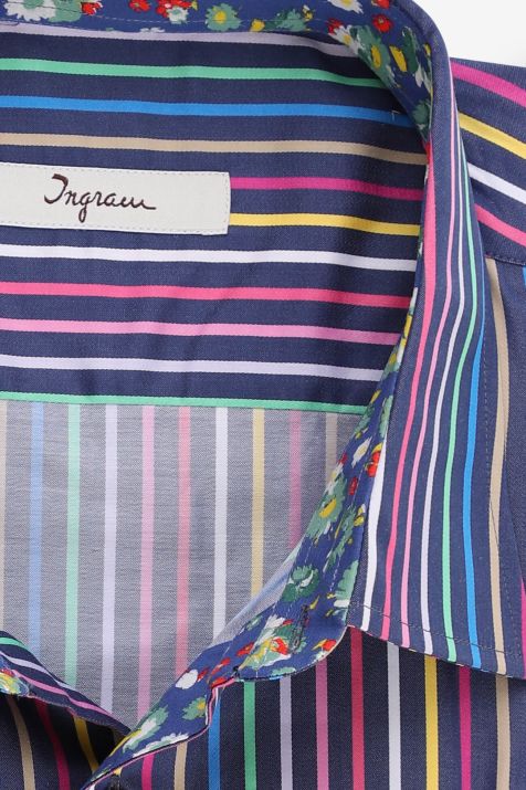 Camicia Uomo Ingram Classic Righe 100% cotone collo Italiano Manica lunga