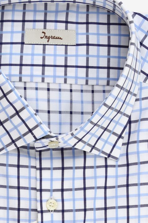 Camicia Uomo Ingram Regular Quadri 100% cotone collo Francese Manica lunga