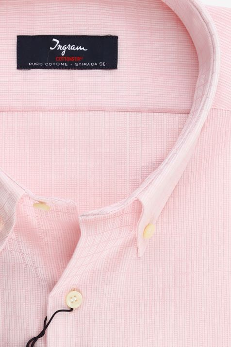 Camicia Uomo Ingram Regular No Stiro Quadri 100% cotone collo Button down Manica lunga