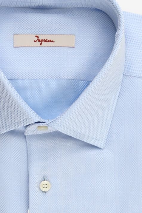 Camicia Uomo Ingram Regular Righe 100% cotone collo Francese Manica lunga