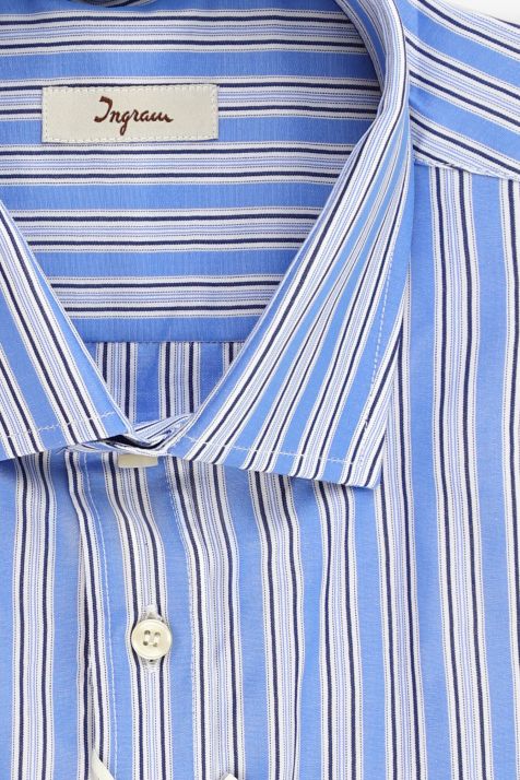 Camicia Uomo Ingram Classic Righe 100% cotone collo Francese Manica lunga