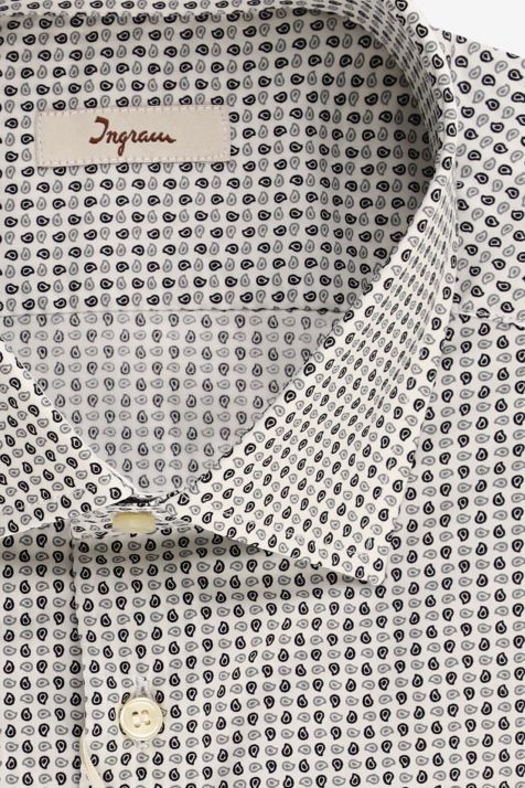 Camicia Uomo Ingram Regular Micro disegno 100% cotone collo Francese Manica lunga