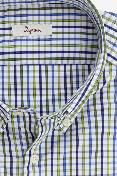 Camicia Uomo Ingram Regular Quadri 100% cotone collo Button down Manica lunga