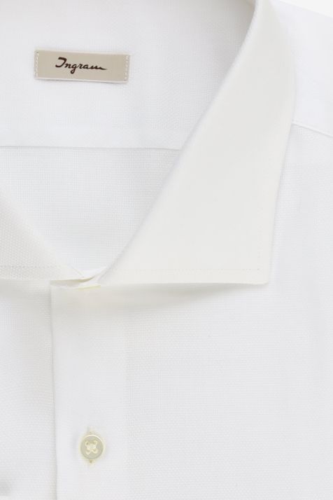 Camicia Uomo Ingram Slim Tinta unita 100% cotone collo Francese Manica lunga