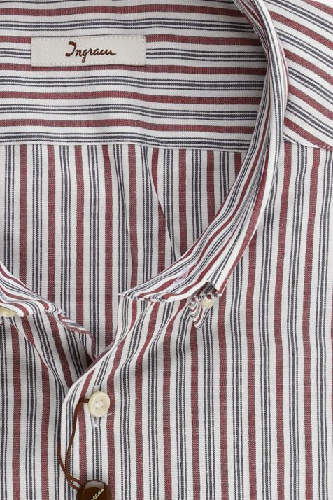 Camicia Uomo Ingram Regular Righe 100% cotone collo Button down Manica lunga