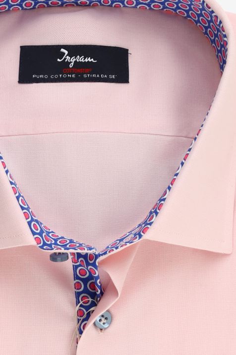 Camicia Uomo Ingram Regular No Stiro Tinta unita 100% cotone collo Francese Manica lunga
