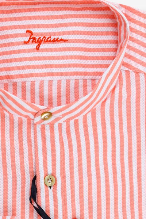 Camicia Uomo Ingram Regular Righe 100% cotone collo Coreano Manica lunga