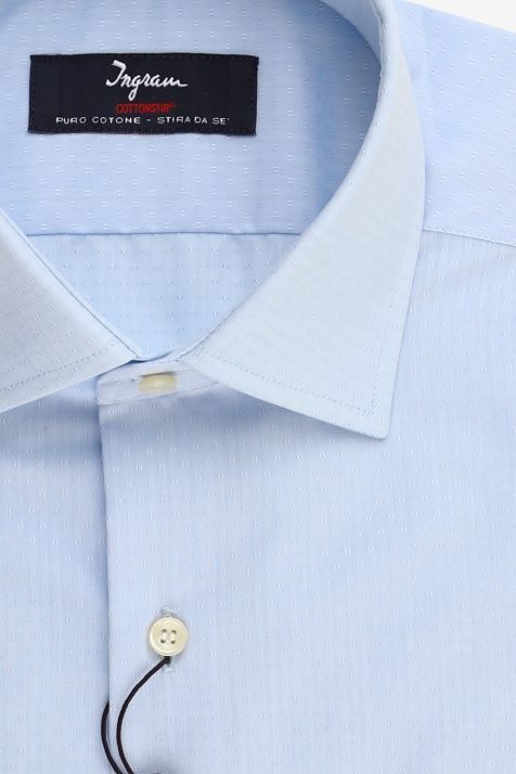 Camicia Uomo Ingram Regular No Stiro Micro disegno 100% cotone collo Francese Manica lunga