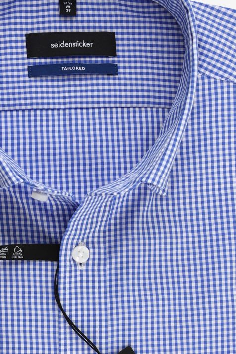 Camicia Uomo Seidensticker Regular No Stiro Quadri 100% cotone collo Button down Manica lunga