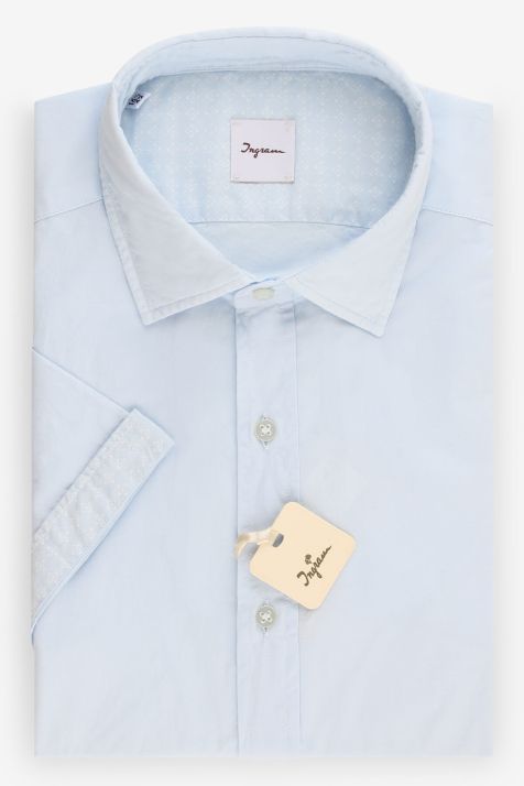 Camicia Uomo Ingram Regular Quadri 100% cotone collo Francese Manica corta