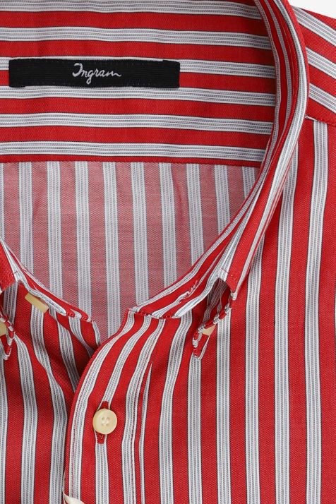 Camicia Uomo Ingram Slim Righe 100% cotone collo Button down Manica lunga