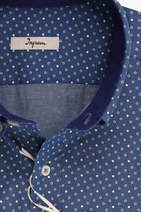 Camicia Uomo Ingram Regular Micro disegno 100% cotone collo Button down Manica lunga