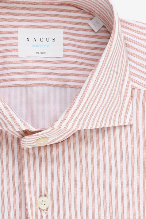 Camicia Uomo Xacus Regular Righe 86% poliammide 14% elastan collo Francese Manica lunga