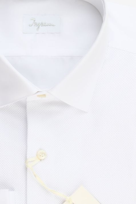 Camicia Uomo Ingram Slim Tinta unita 100% cotone collo Francese Manica lunga