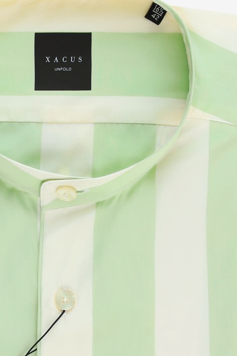 Camicia Uomo Xacus Regular Righe 100% cotone collo Coreano Manica lunga