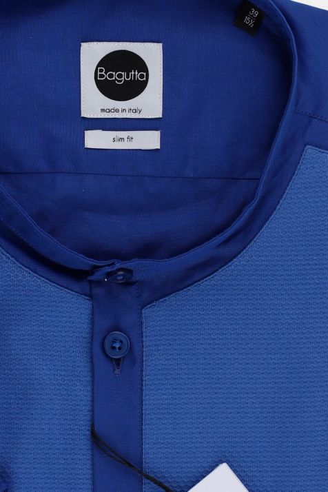 Camicia Uomo Bagutta Slim Micro disegno 97% cotone 3% elastan collo Coreano Manica lunga
