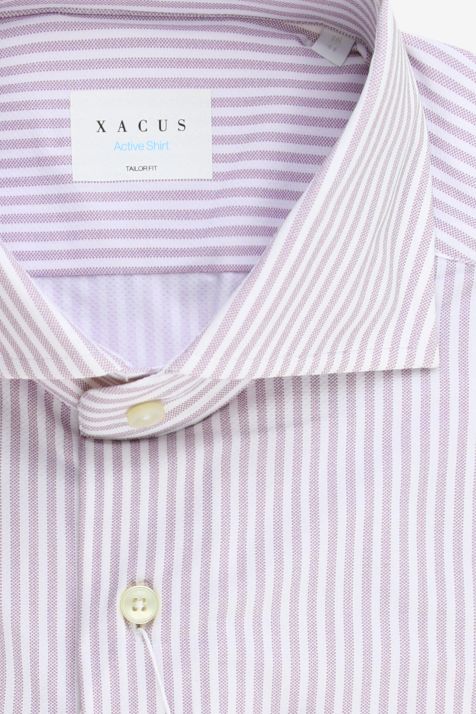 Camicia Uomo Xacus Regular Righe 86% poliammide 14% elastan collo Francese Manica lunga