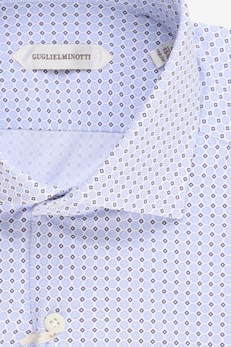 Camicia Uomo Guglielminotti Regular No Stiro Micro disegno 73% poliamide 27% elastan collo Francese Manica lunga