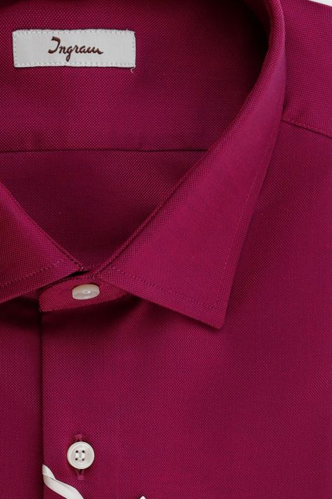 Camicia Uomo Ingram Slim Tinta unita 100% cotone collo Francese Manica lunga