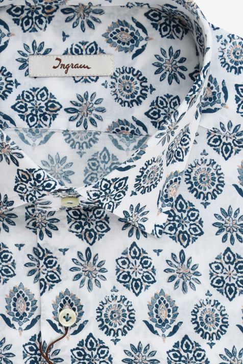 Camicia Uomo Ingram Regular Fantasia 100% cotone collo Francese Manica lunga