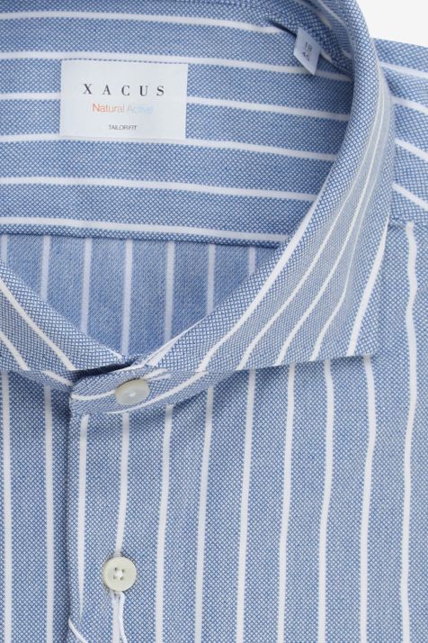 Camicia Uomo Xacus Regular Righe 52% cotone 34% poliammide 14% elastan collo Francese Manica lunga