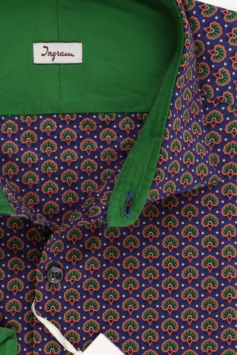 Camicia Uomo Ingram Regular Fantasia 100% cotone collo Francese Manica lunga