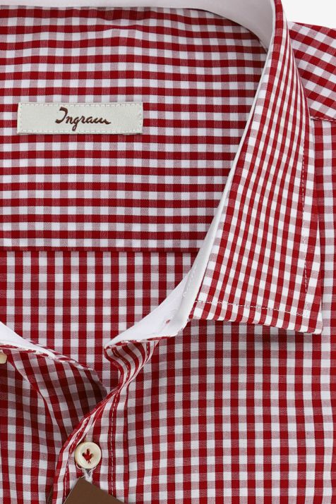 Camicia Uomo Ingram Classic Quadri 100% cotone collo Francese Manica lunga