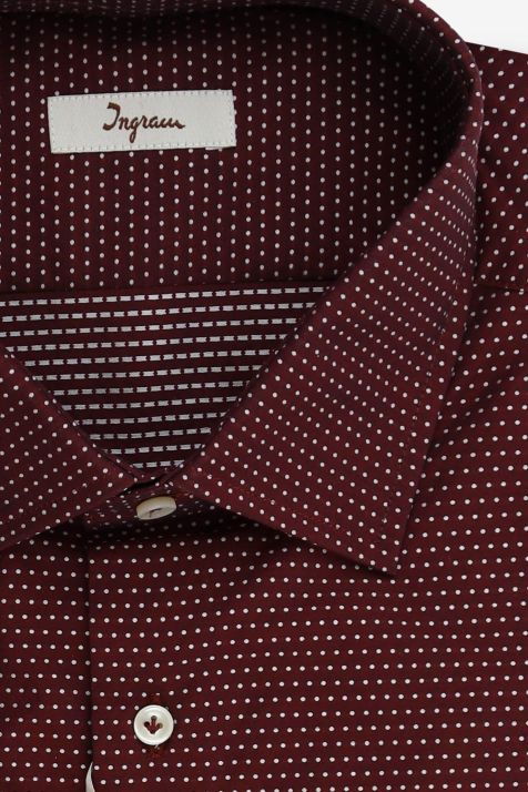 Camicia Uomo Ingram Regular Micro disegno 100% cotone collo Francese Manica lunga