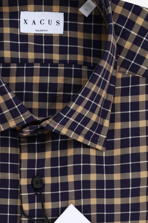Camicia Uomo Xacus Regular Quadri 100% cotone collo Francese Manica lunga