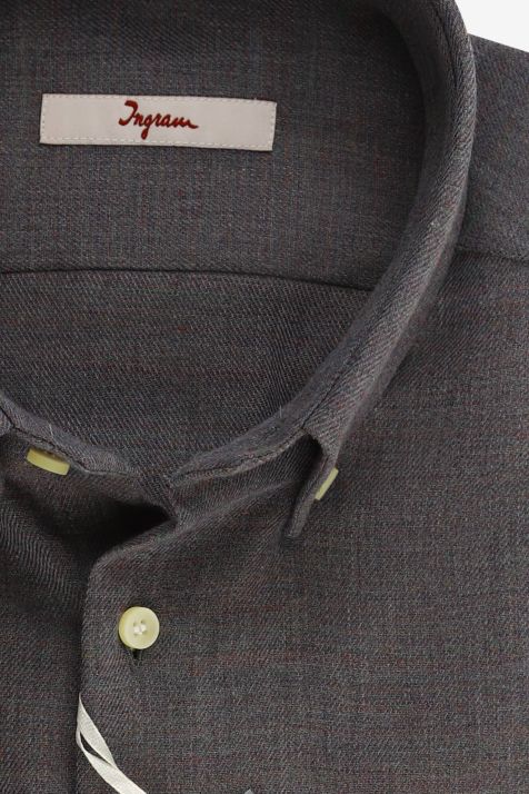 Camicia Uomo Ingram Regular Tinta unita 45% cotone 15% viscosa 30% lana 10% nylon collo Button down Manica lunga