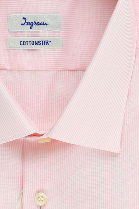 Camicia Uomo Ingram Slim No Stiro Righe 100% cotone collo Francese Manica lunga