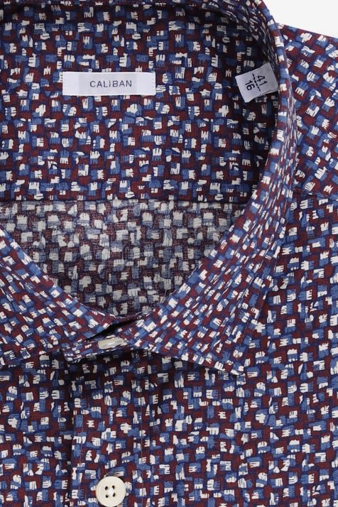Camicia Uomo Caliban Slim Fantasia 97% cotone 3% elastan collo Francese Manica lunga