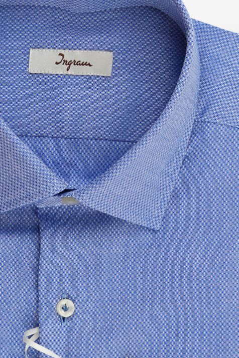 Camicia Uomo Ingram Regular Micro disegno 100% cotone collo Francese Manica lunga