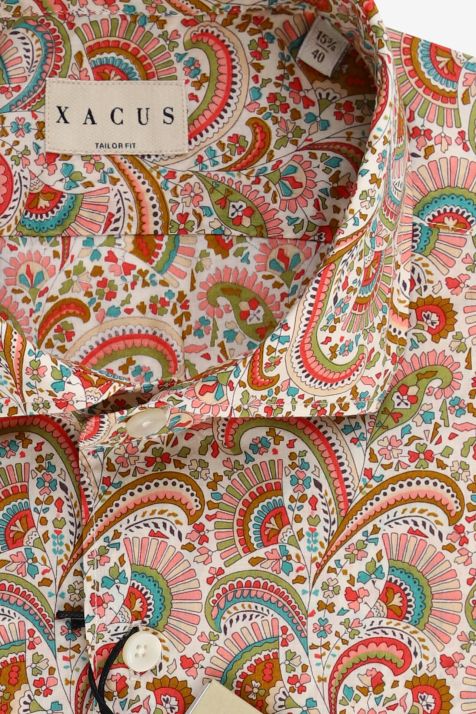 Camicia Uomo Xacus Regular Fantasia 100% cotone collo Francese Manica lunga