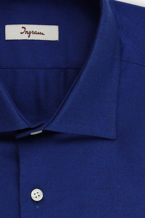 Camicia Uomo Ingram Slim Tinta unita 100% cotone collo Francese Manica lunga