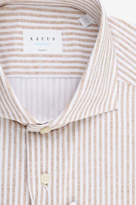 Camicia Uomo Xacus Regular Righe 86% poliammide 14% elastan collo Francese Manica lunga