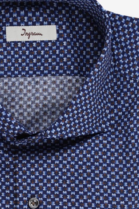 Camicia Uomo Ingram Slim Fantasia 100% cotone collo Francese Manica lunga