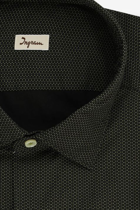 Camicia Uomo Ingram Regular Micro disegno 100% cotone collo Francese Manica lunga