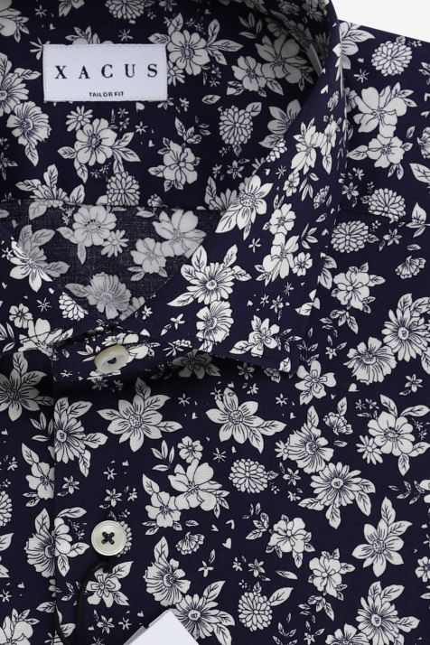 Camicia Uomo Xacus Regular Fantasia 97% cotone 3% elastan collo Francese Manica lunga