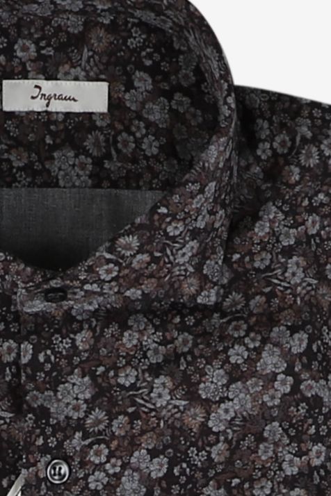 Camicia Uomo Ingram Slim Fantasia 100% cotone collo Francese Manica lunga
