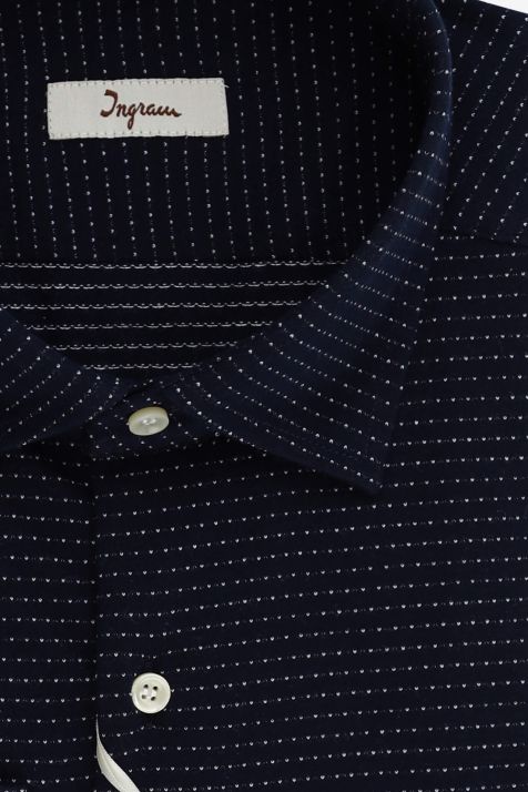 Camicia Uomo Ingram Regular Micro disegno 100% cotone collo Italiano Manica lunga