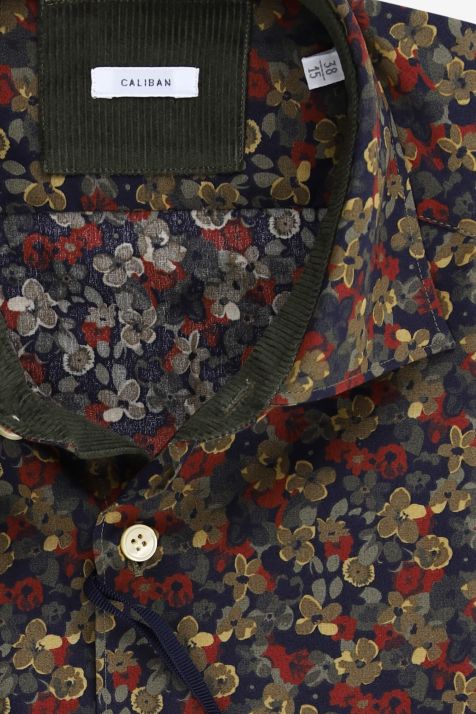 Camicia Uomo Caliban Regular Fantasia 100% cotone collo Francese Manica lunga
