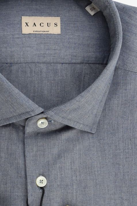 Camicia Uomo Xacus Classic Tinta unita 100% cotone collo Francese Manica lunga