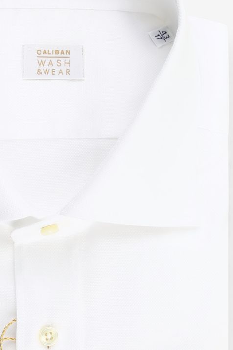 Camicia Uomo Caliban Slim No Stiro Tinta unita 97% cotone 3% Dow XLA collo Francese Manica lunga