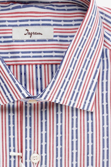 Camicia Uomo Ingram Slim Righe 75% cotone 22% pa 3% ea collo Francese Manica lunga