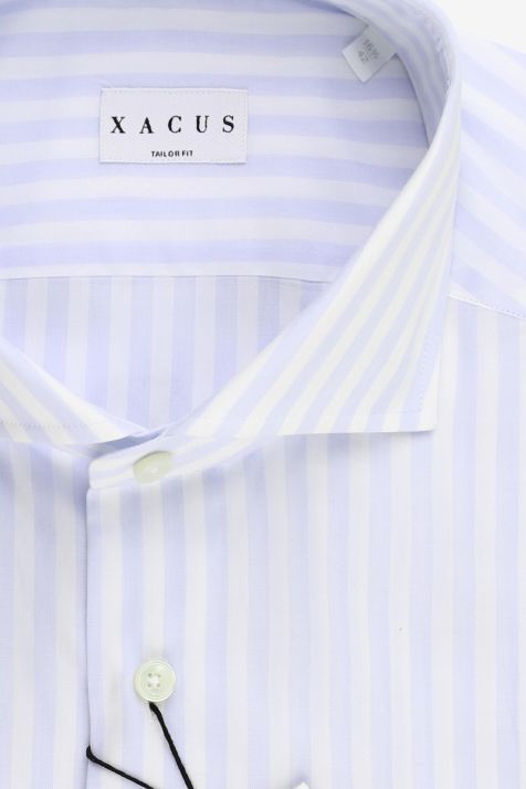 Camicia Uomo Xacus Regular Righe 100% lino collo Francese Manica lunga
