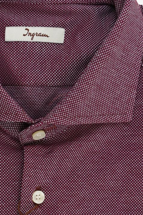 Camicia Uomo Ingram Slim Micro disegno 100% cotone collo Francese Manica lunga